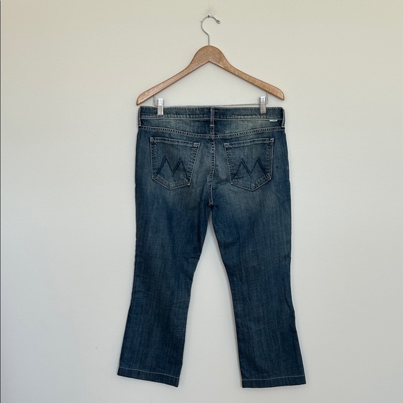 MOTHER The Outsider Hooked Dark Blue Cropped Jeans Size 32 - Picture 2 of 6
